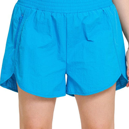 Plus Windbreaker Smocked Waistband Running Shorts