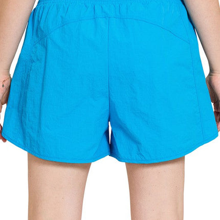Plus Windbreaker Smocked Waistband Running Shorts