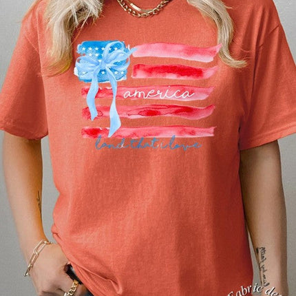 American Flag Bow Graphic Plus Heavy Cotton Tee