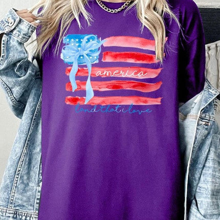 American Flag Bow Graphic Plus Heavy Cotton Tee