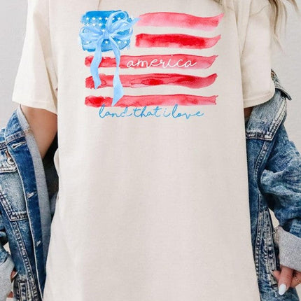American Flag Bow Graphic Plus Heavy Cotton Tee