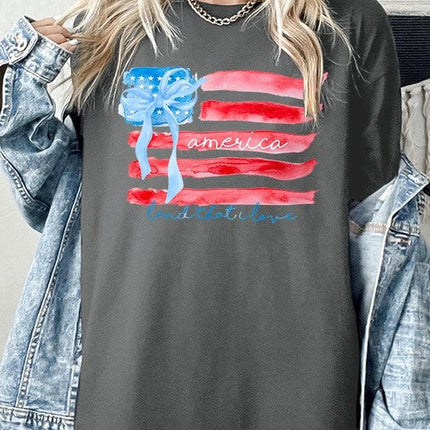 American Flag Bow Graphic Plus Heavy Cotton Tee