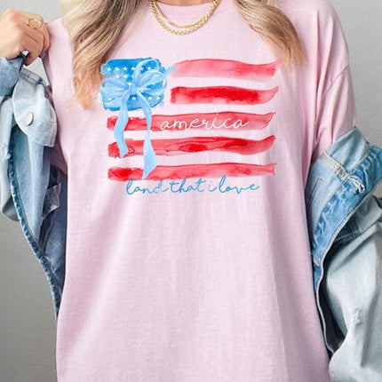 American Flag Bow Graphic Plus Heavy Cotton Tee