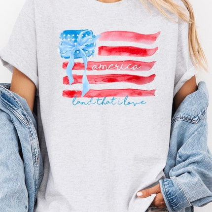 American Flag Bow Graphic Plus Heavy Cotton Tee
