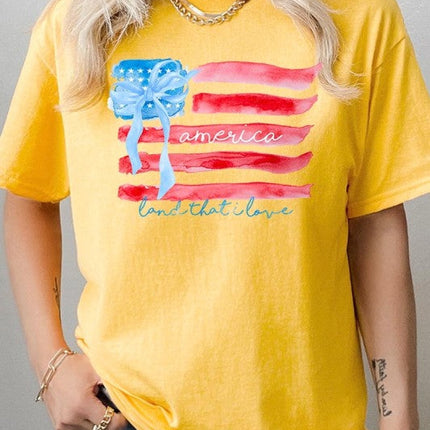 American Flag Bow Graphic Plus Heavy Cotton Tee