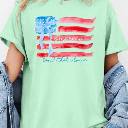 American Flag Bow Graphic Plus Heavy Cotton Tee