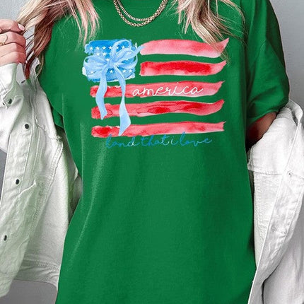 American Flag Bow Graphic Plus Heavy Cotton Tee