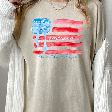 American Flag Bow Graphic Plus Heavy Cotton Tee