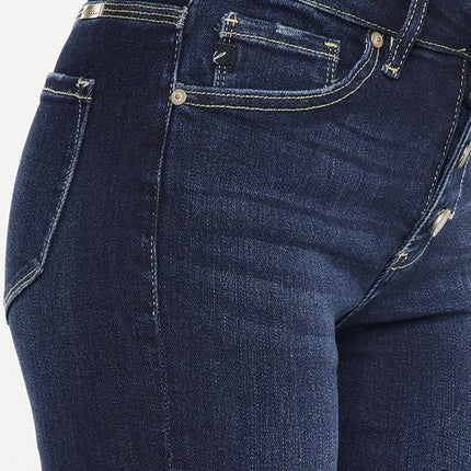 High Rise Button Down Cuffed Bermuda Jeans