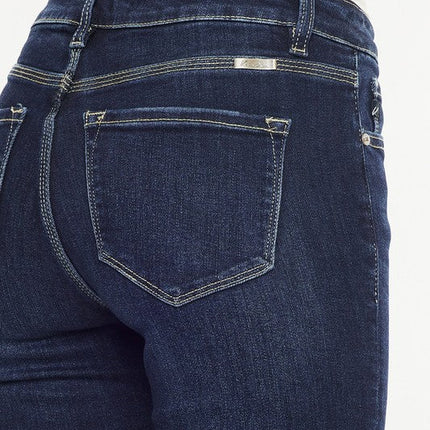 High Rise Button Down Cuffed Bermuda Jeans