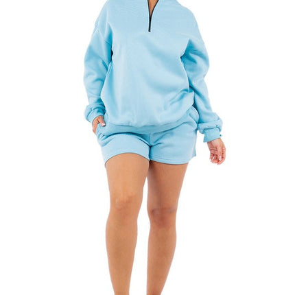 WOMEN FASHION SWEATSHIRT AND SHORT SET