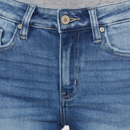 High Rise Fray Hem Ankle Skinny Jeans