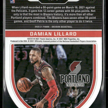 2020-21 Panini Obsidian #3 Damian Lillard Tunnel Vision Purple #/75