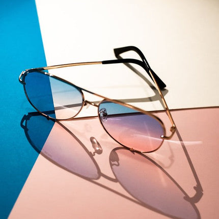 Gold Blue Pink  Unisex Aviator Sunglasses