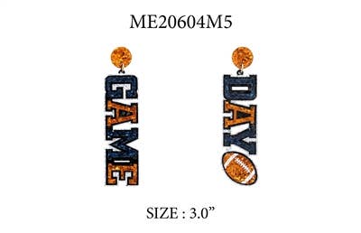 Navy & Orange Gameday Glitter Earring