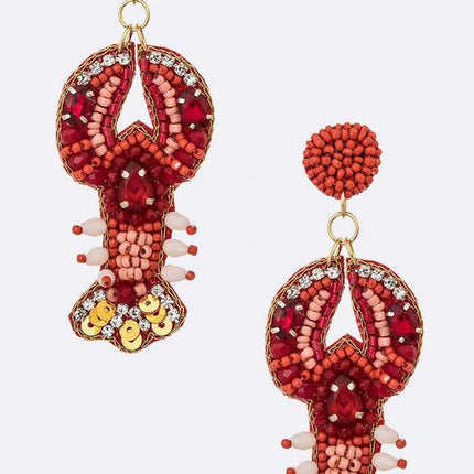Iconic Crawfish Beaded Drop Earrings