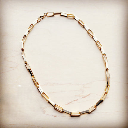 Matte Gold Large Chain Link Layering Necklace 255n
