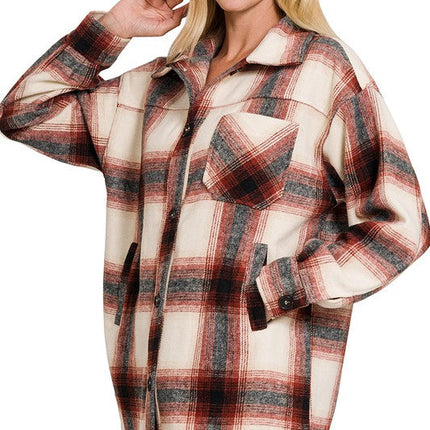 Oversized Yarn Dyed Plaid Longline Shacket