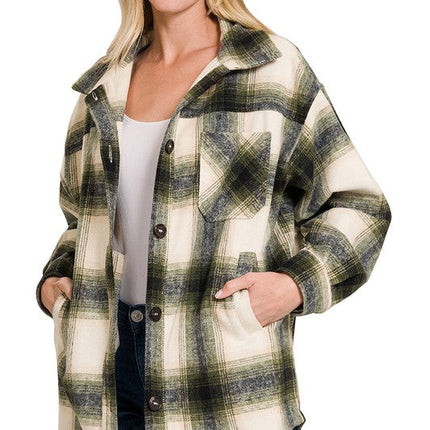 Oversized Yarn Dyed Plaid Longline Shacket