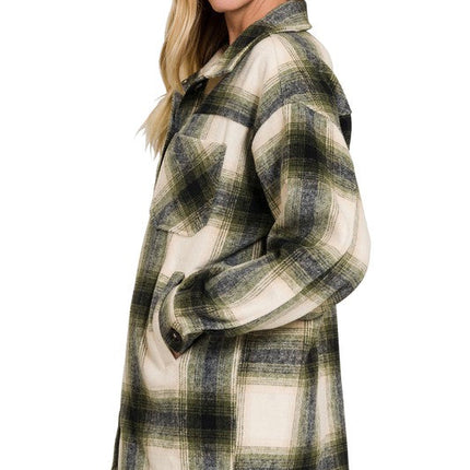 Oversized Yarn Dyed Plaid Longline Shacket