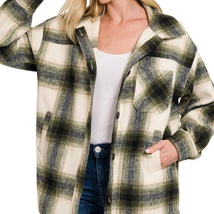 Oversized Yarn Dyed Plaid Longline Shacket
