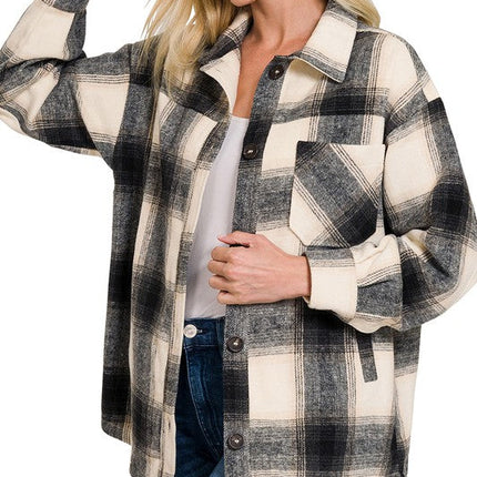 Oversized Yarn Dyed Plaid Longline Shacket
