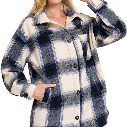Oversized Yarn Dyed Plaid Longline Shacket