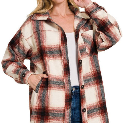 Oversized Yarn Dyed Plaid Longline Shacket