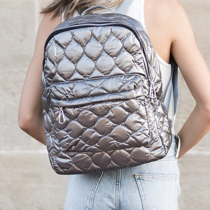 Jade Metallic Puffer Backpack
