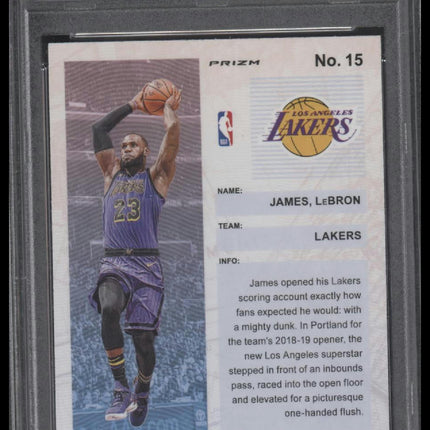2019 Panini Hoops Premium Stock #15 Lebron James Frequent Flyers-Holo PSA 10