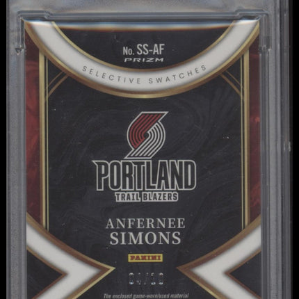 2022 Panini Select Selective Swatches #SSAF Anfernee Simons -Gold PSA 9