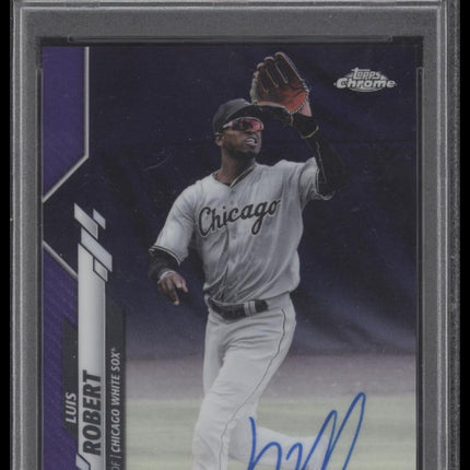 2020 Topps Chrome Rookie Auto #RALR Luis Robert Rookie Auto-Purple Ref. PSA 10