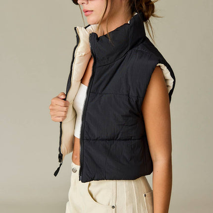 Reversible Cropped Puffer Vest
