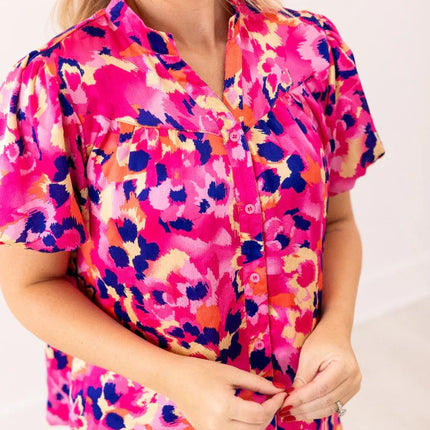 Pink & Purple Leopard Blouse