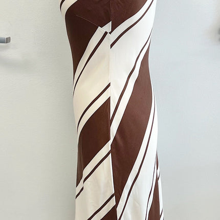 Brown/Ivory Sleeveless Dress
