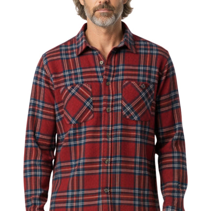 Men's Heathered Fleece Overshirt with Chest Pockets and Tortoise-shell patterned Buttons