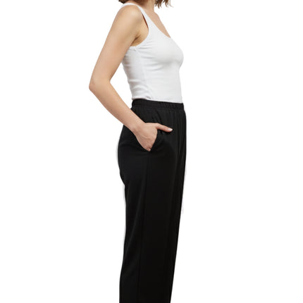Womens Classic Poly Knit Pants - Pull On Slacks with Elastic Waist