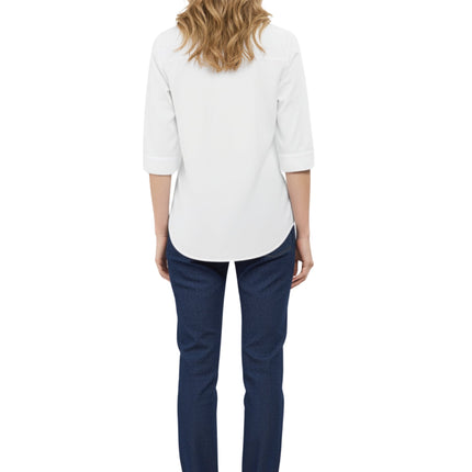 Womens Regular Fit 3/4 Sleeve Button Down Collared Camp Shirt