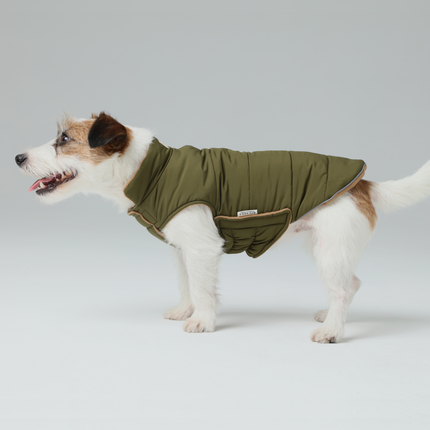 Reversible Dog Vest Jacket - Green Brown