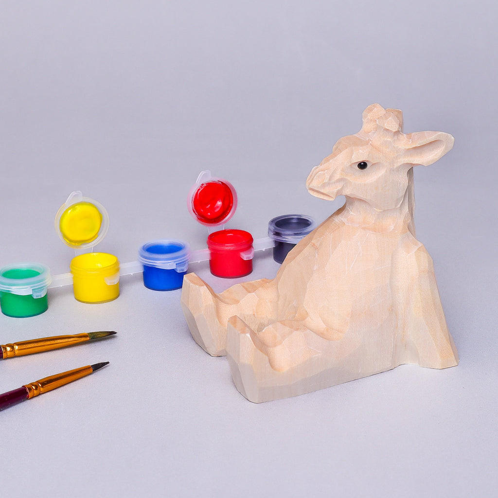 Paint Your Own Wood Carved Giraffe DIY Painting Kit