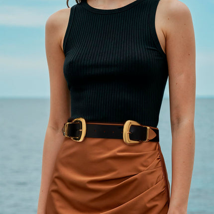 Double Buckle Western Waist Belt for Women