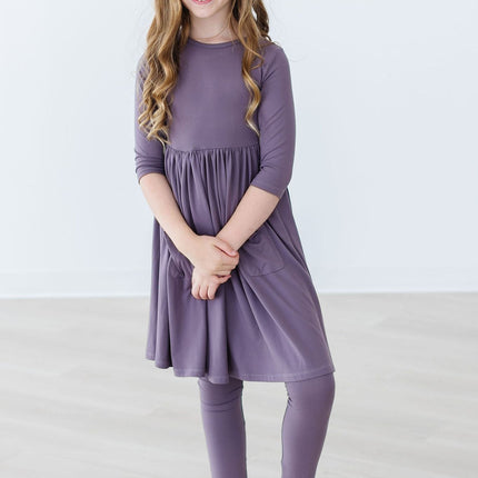 Vintage Violet 3/4 Sleeve Pocket Twirl Dress