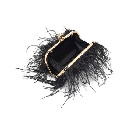Suede Leather Bag with Feathers