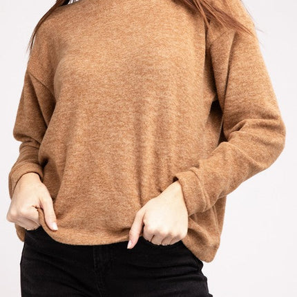 Hooded Brushed Melange Hacci Sweater