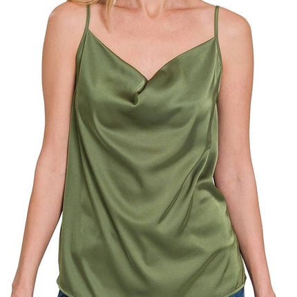 Satin Cowl Neck Cami Top