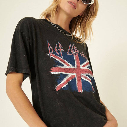 Exclusive Def Leppard Union Jack Distressed Graphic Tee