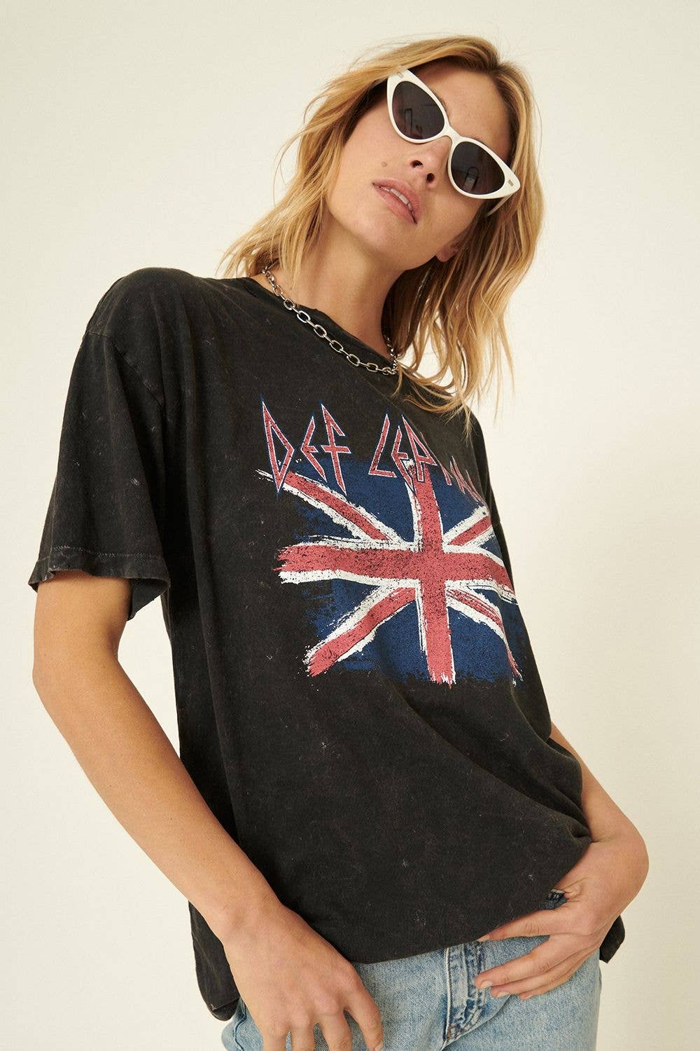 Exclusive Def Leppard Union Jack Distressed Graphic Tee