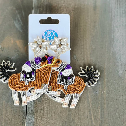 Kentucky Derby Riding Horse Seed Beaded Earrings