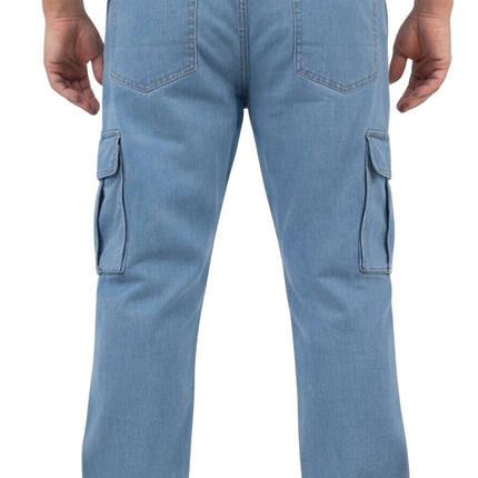 Men’s Double Cargo Pocket Pull-On Jeans – Rugged Cargo Pants in Cotton Blend Fabric
