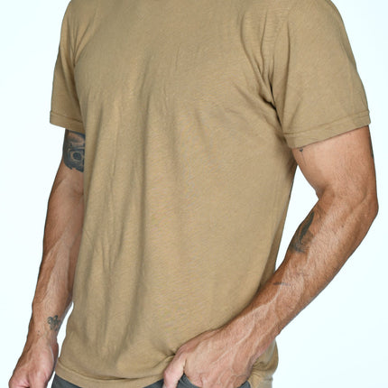 Men's Linen Blend Wide Neck Band Tee